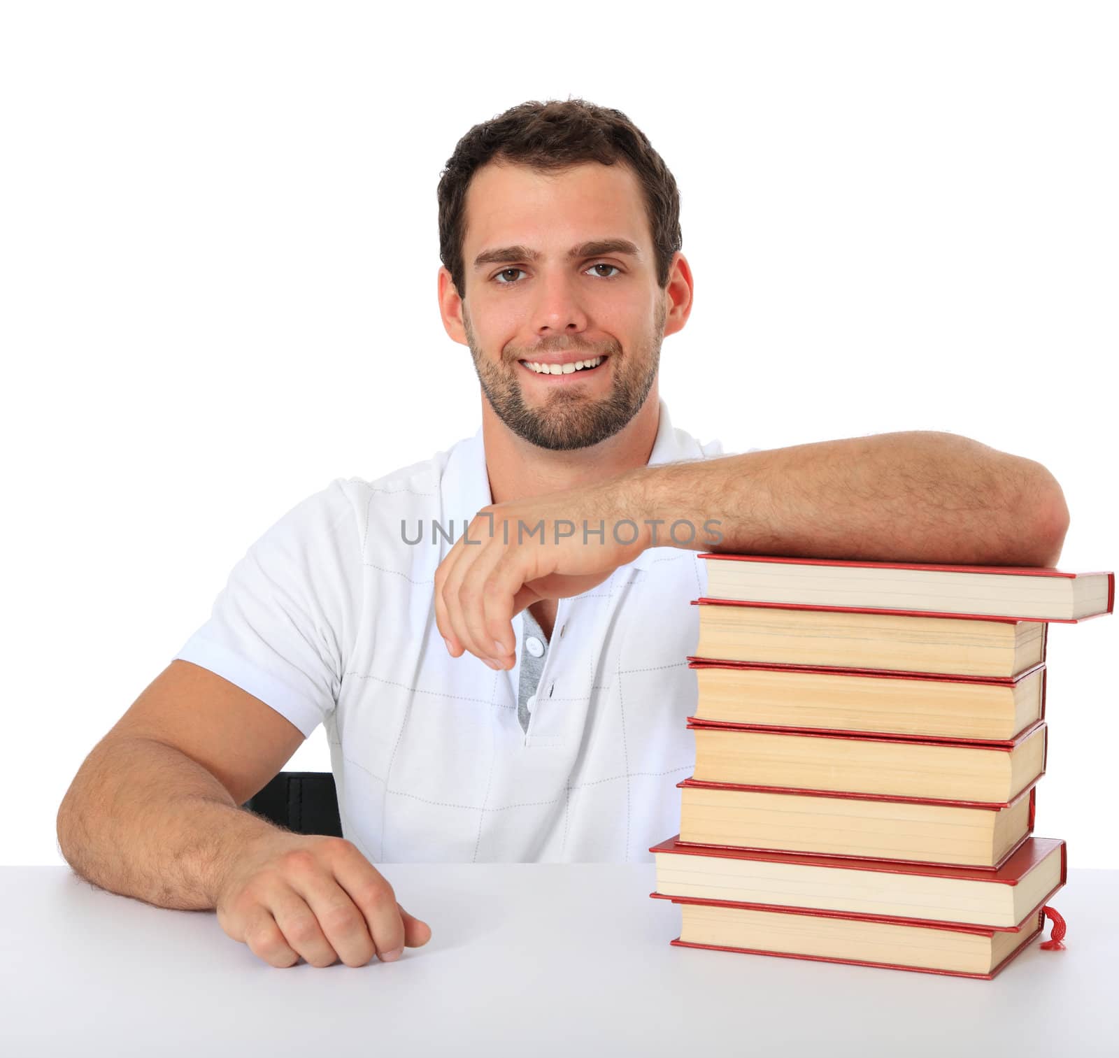 Portrait of a student. All on white background.