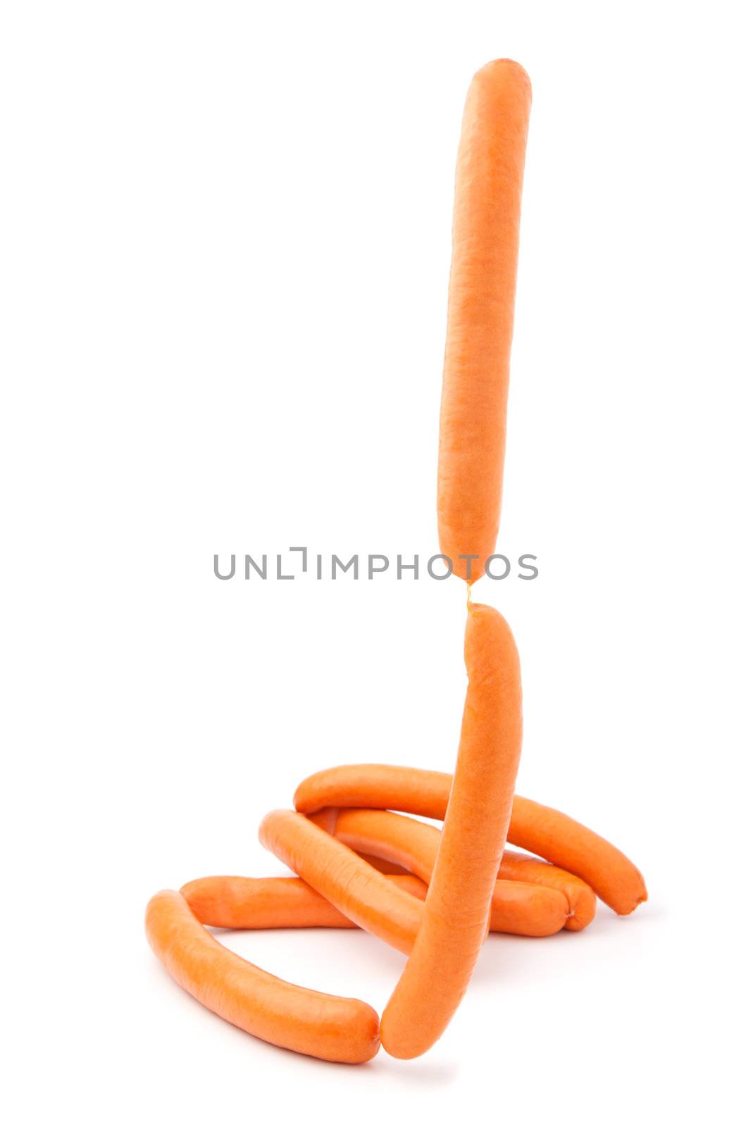 Frankfurter sausages, on a white background  by motorolka