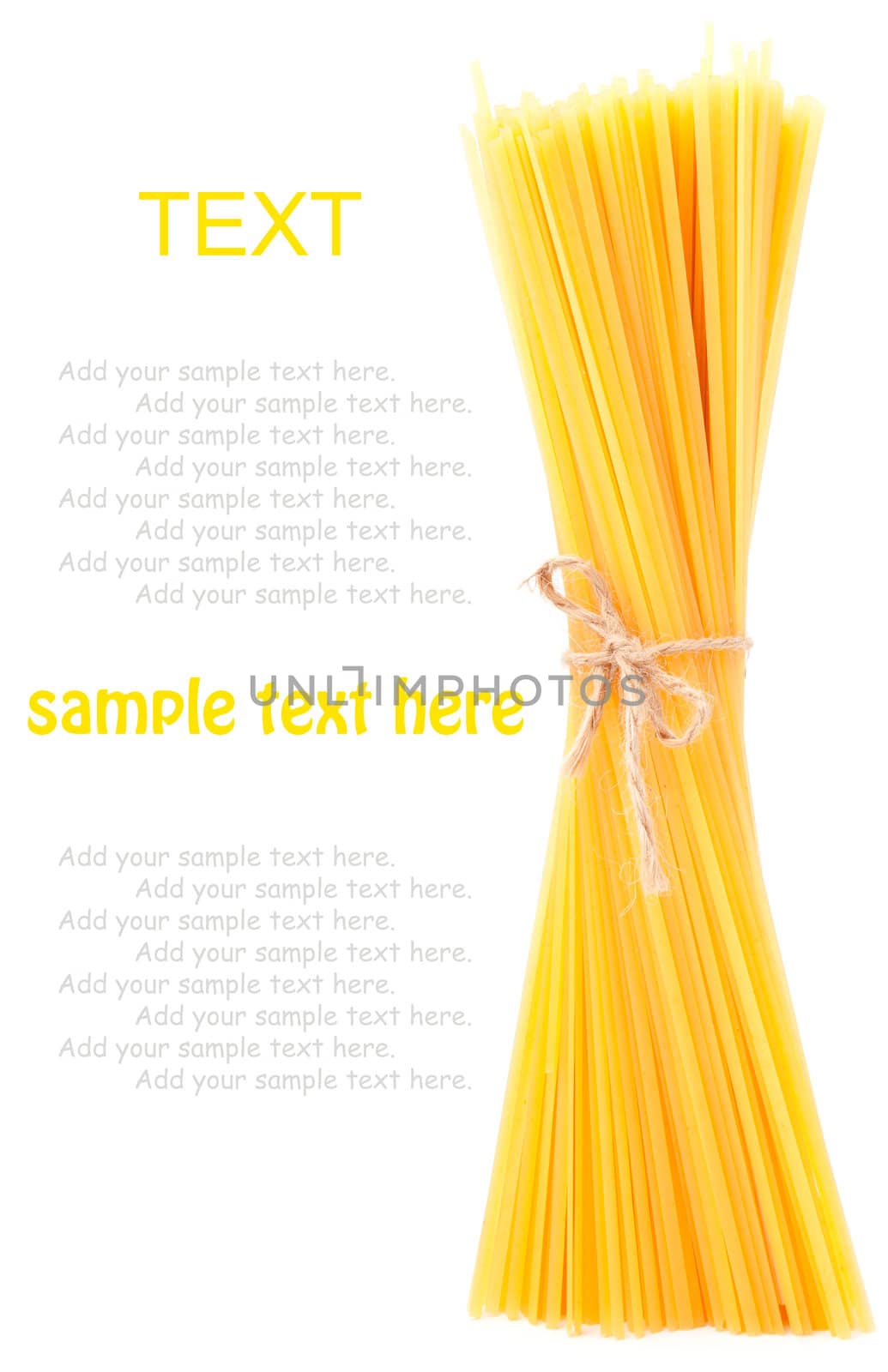 Bunch of spaghetti isolated on white background. 