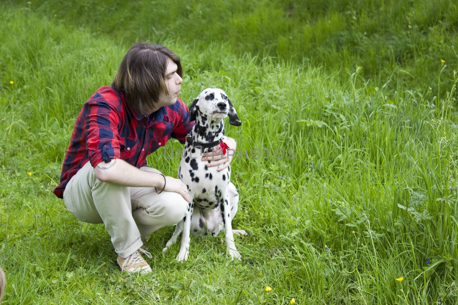 boy and the dalmatian dog by miradrozdowski