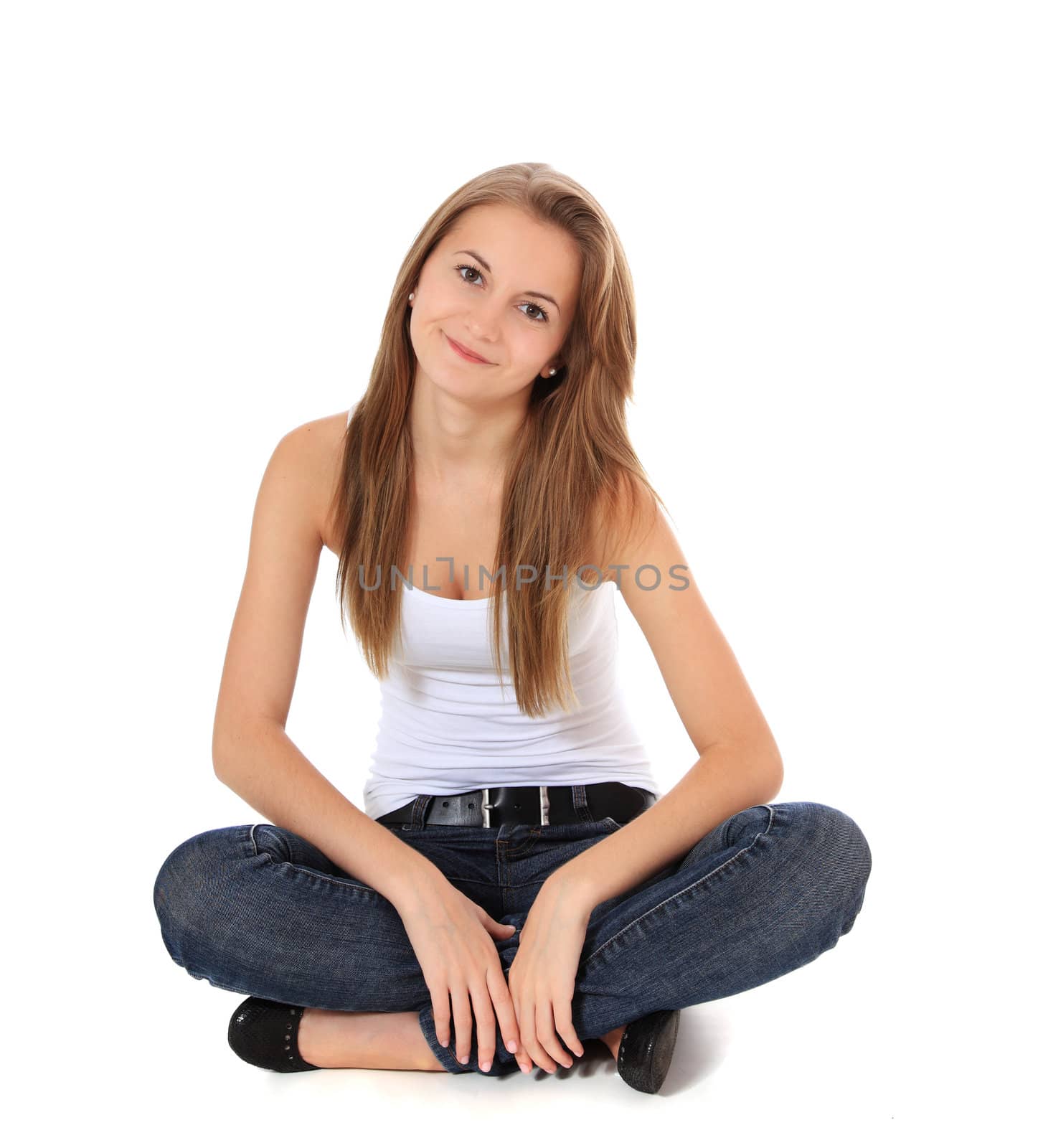 Girl sitting by kaarsten