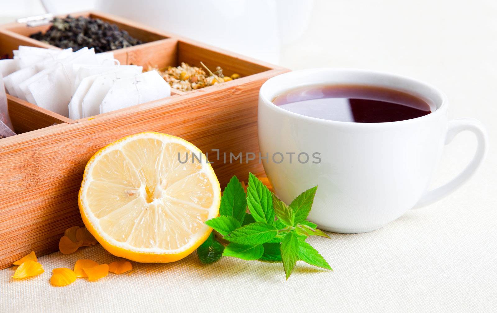 a cup of tea with lemon 