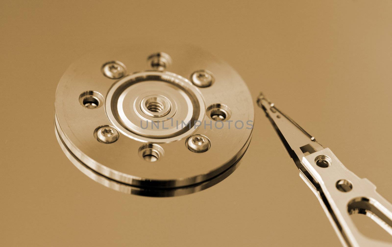 macro shot of hard disk by motorolka