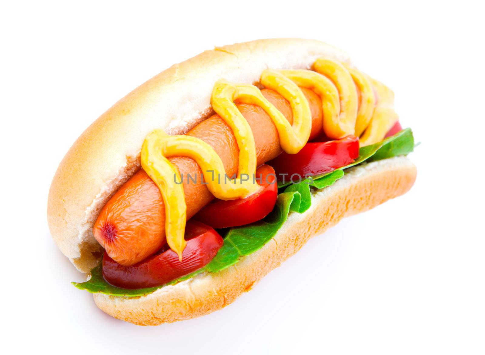 Hot dog with vegetables on a white background  by motorolka