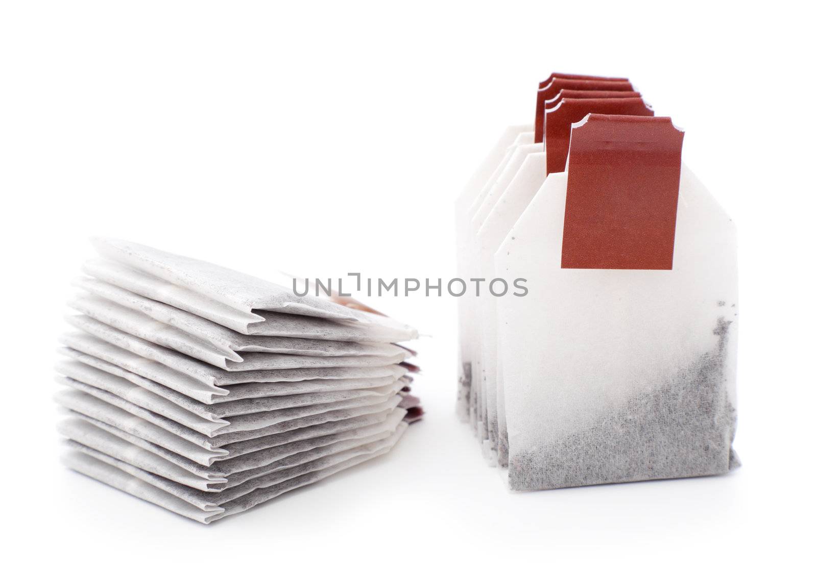 Close-up of tea bag isolated on white background 