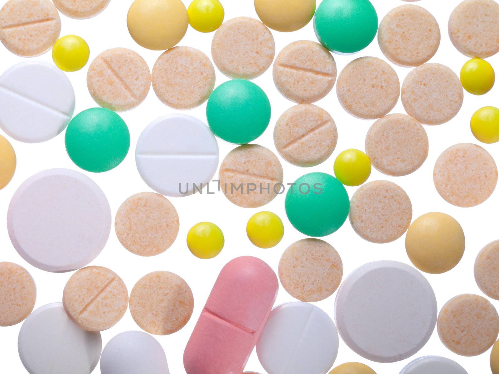 Abstract background made of colourful pills 
