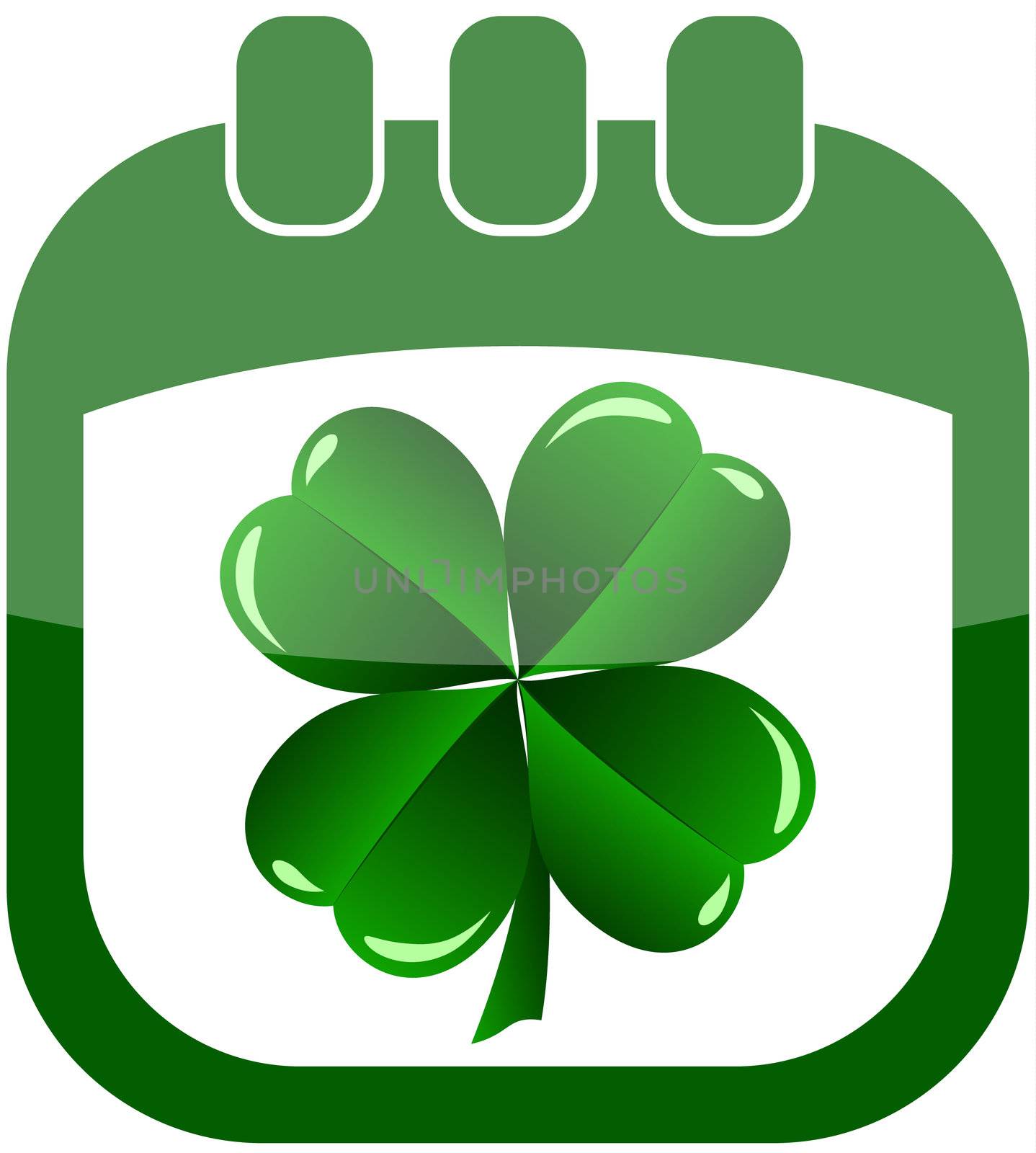 icon St Patrick Day in a calendar with shamrock vector illustration