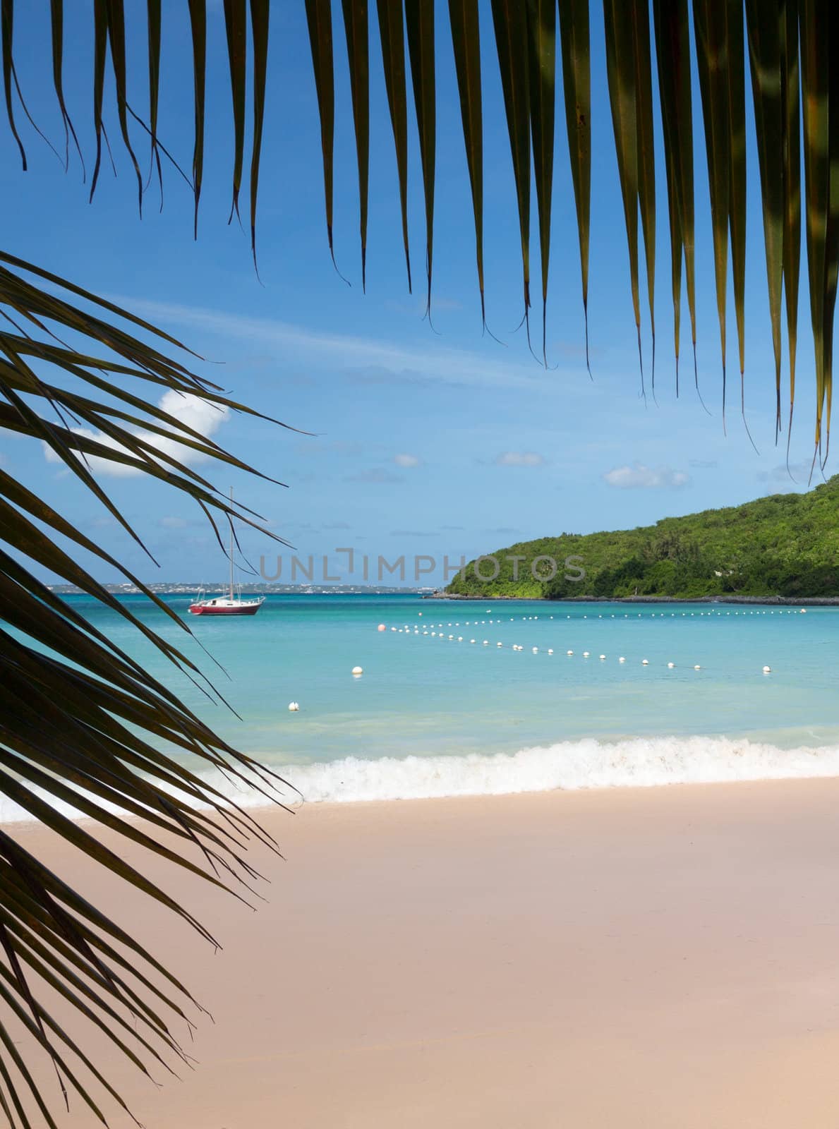 Anse Marcel beach and boats on french side of St Martin Sint Maarten Caribbean