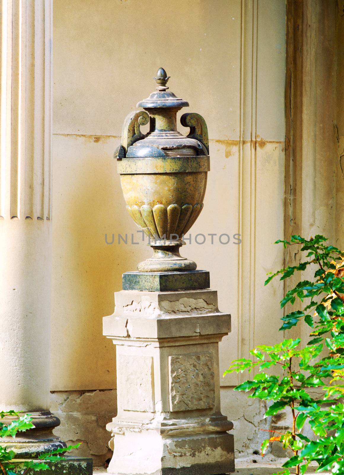 burial urn on the cemetery 