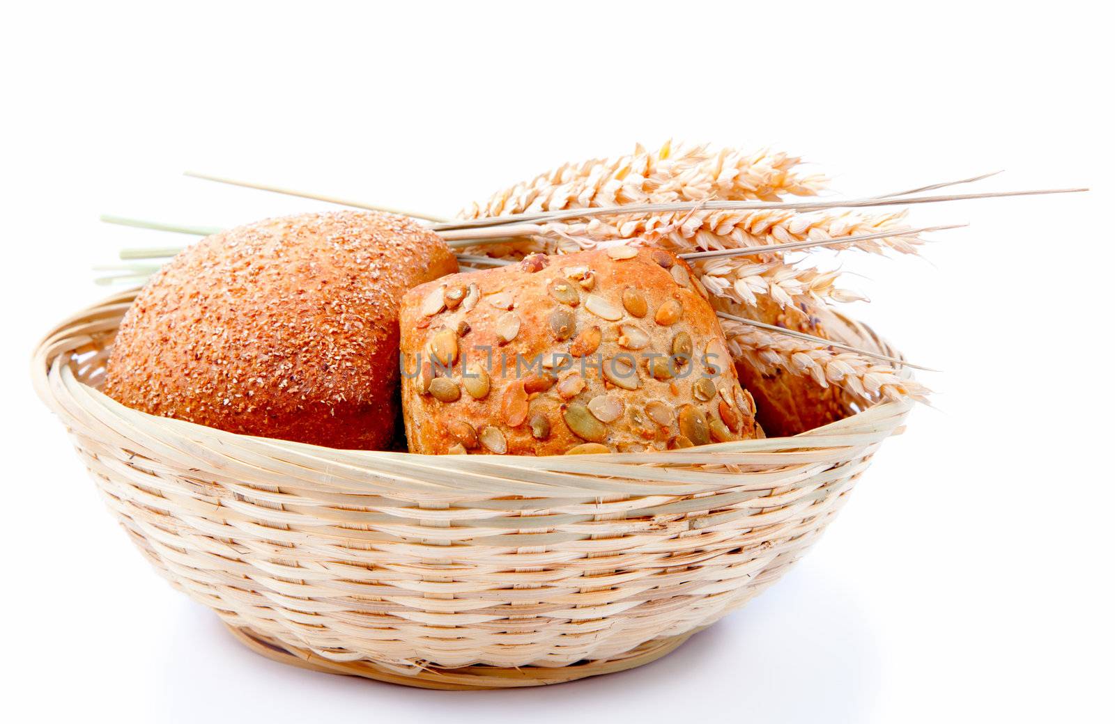 tasty baked with ears of wheat, isolated on a white background by motorolka