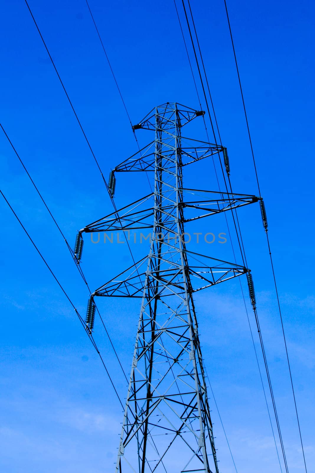  Power transmission tower carrying electricity from different parts of country
