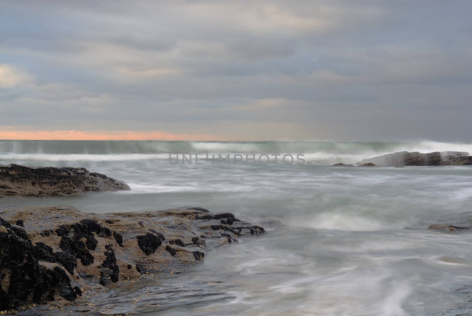Slow shutter seascape. View from Trebarwith Strand Beach.