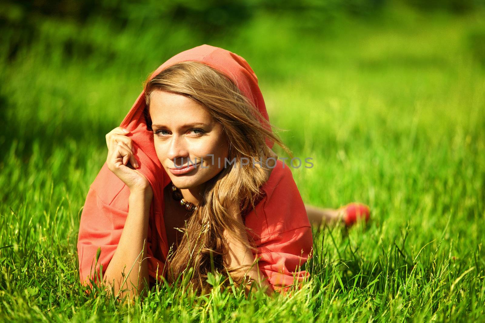 sexy women on green grass