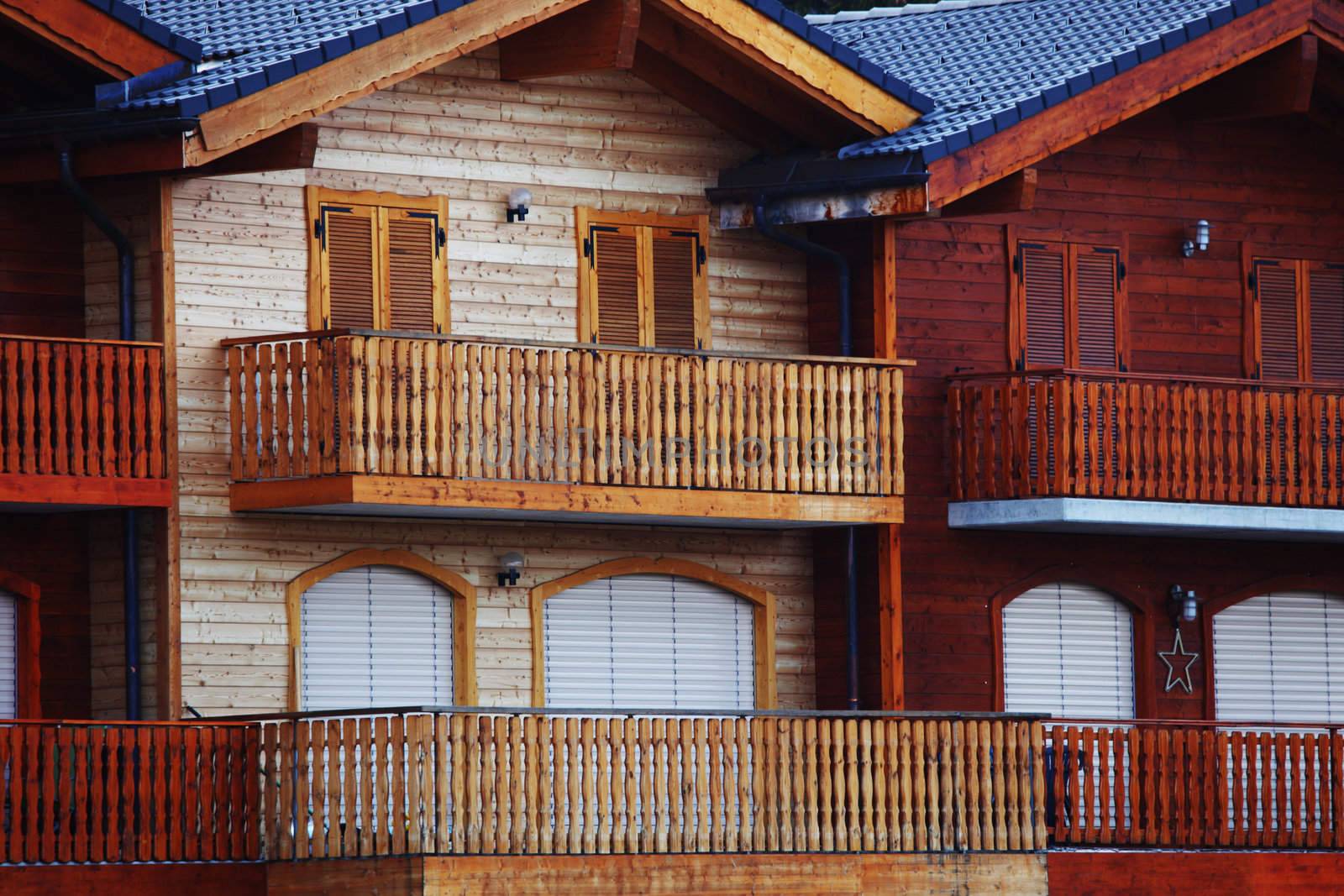 chalet in alpine mountains