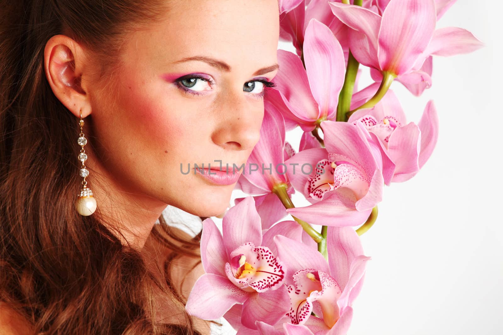 orchid woman flower in hairs