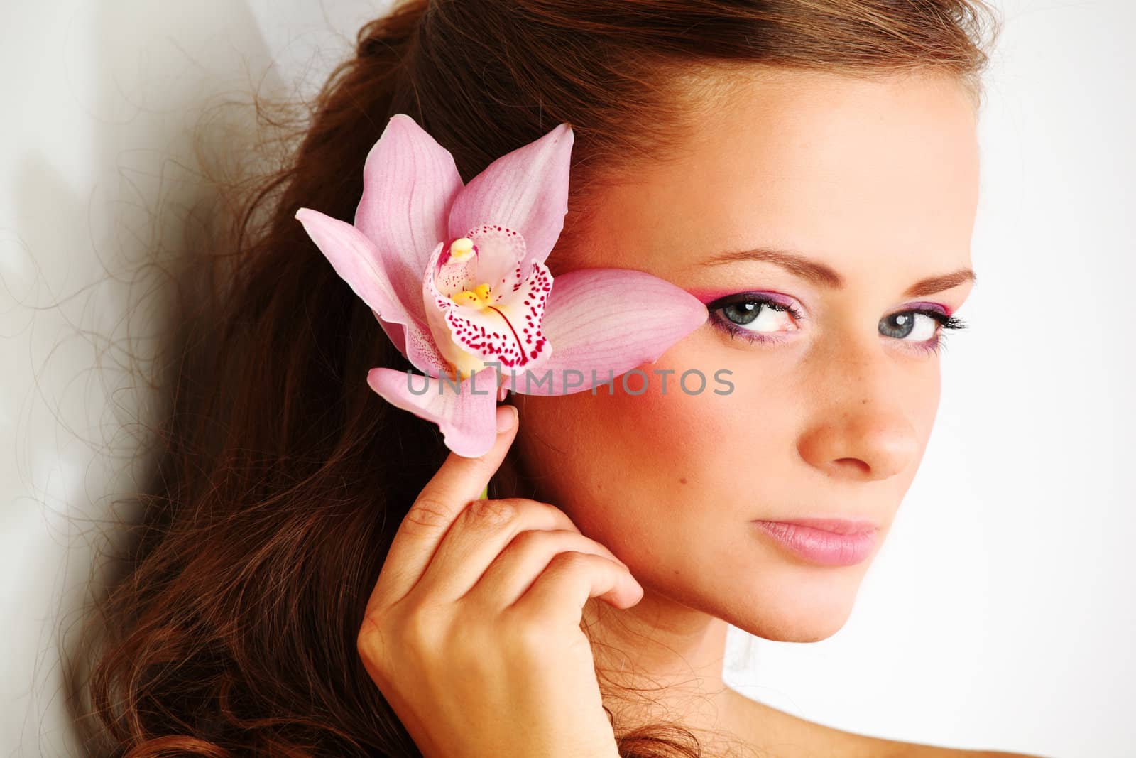 orchid woman flower in hairs