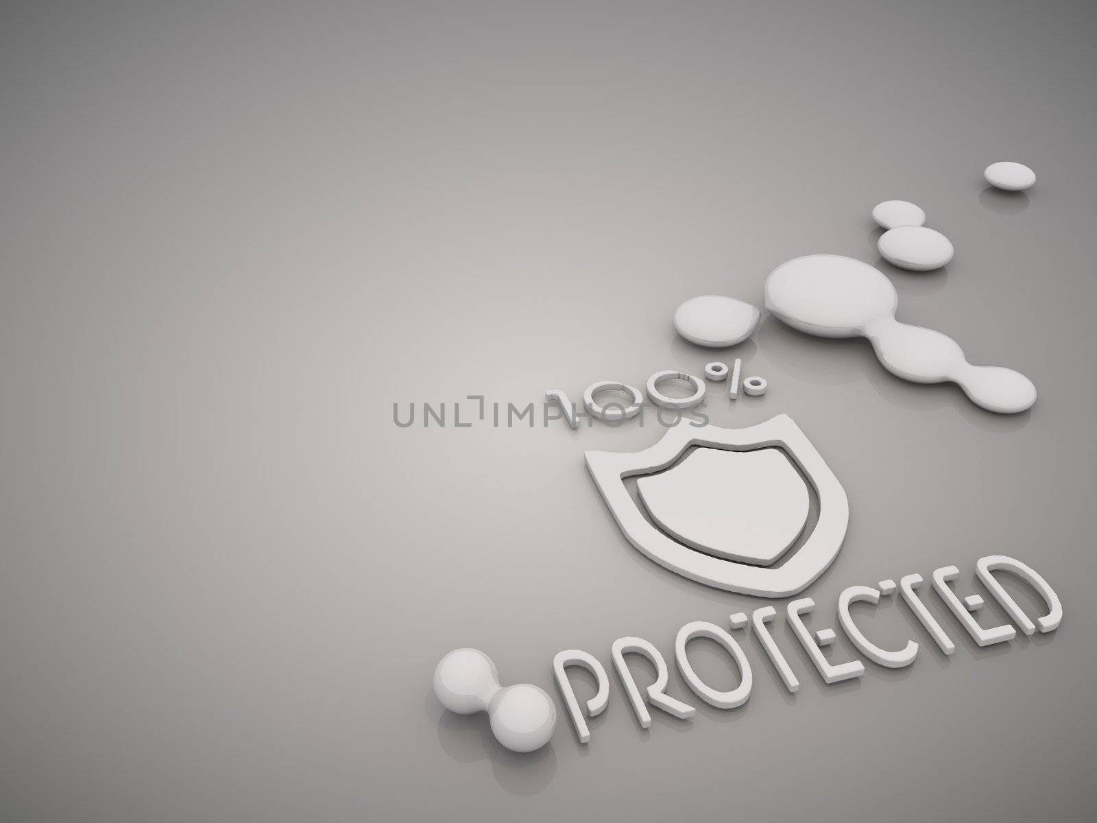 3D graphic  100 Percentage protected symbol symbol in a stylish grey background