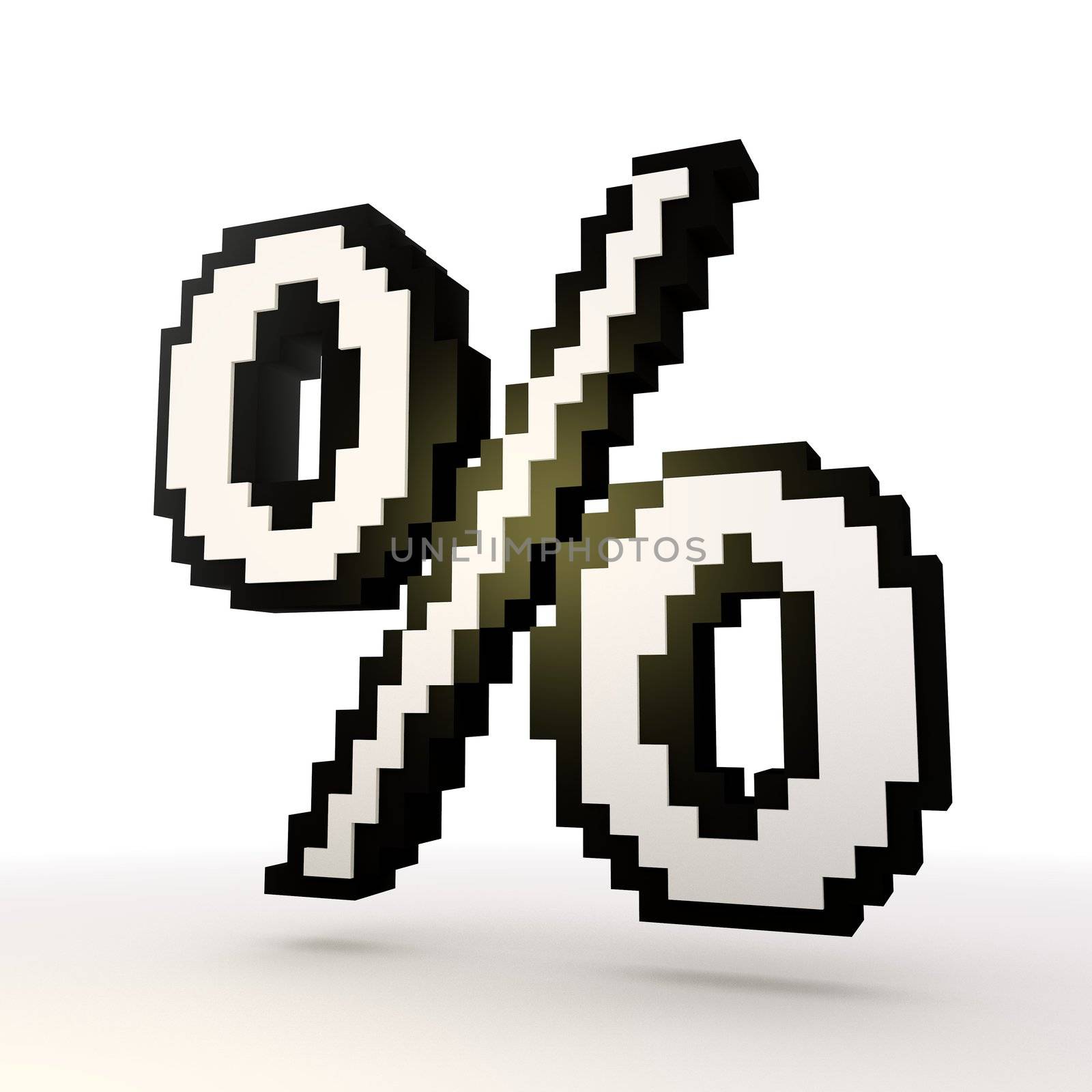 3D graphic Isolated percentage symbol in a stylish white back ground