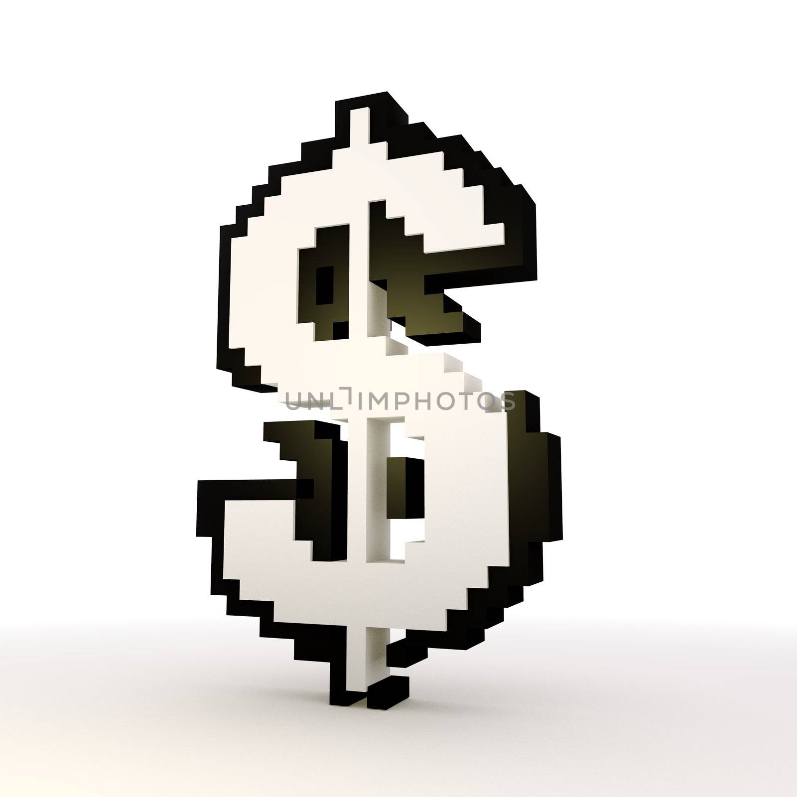 3D graphic  Dollar symbol in a stylish white background