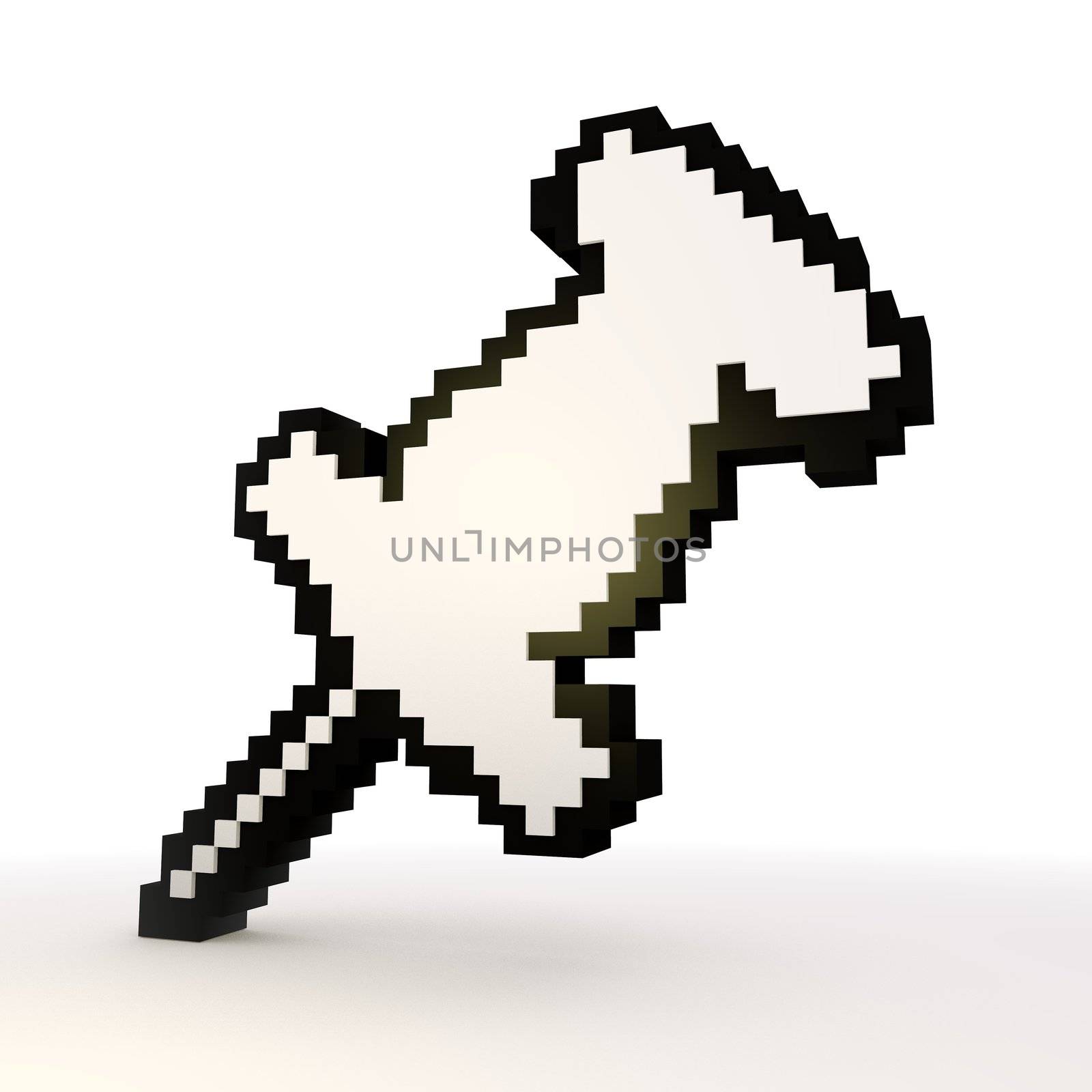 3D graphic  Pixel pin symbol in a stylish white background