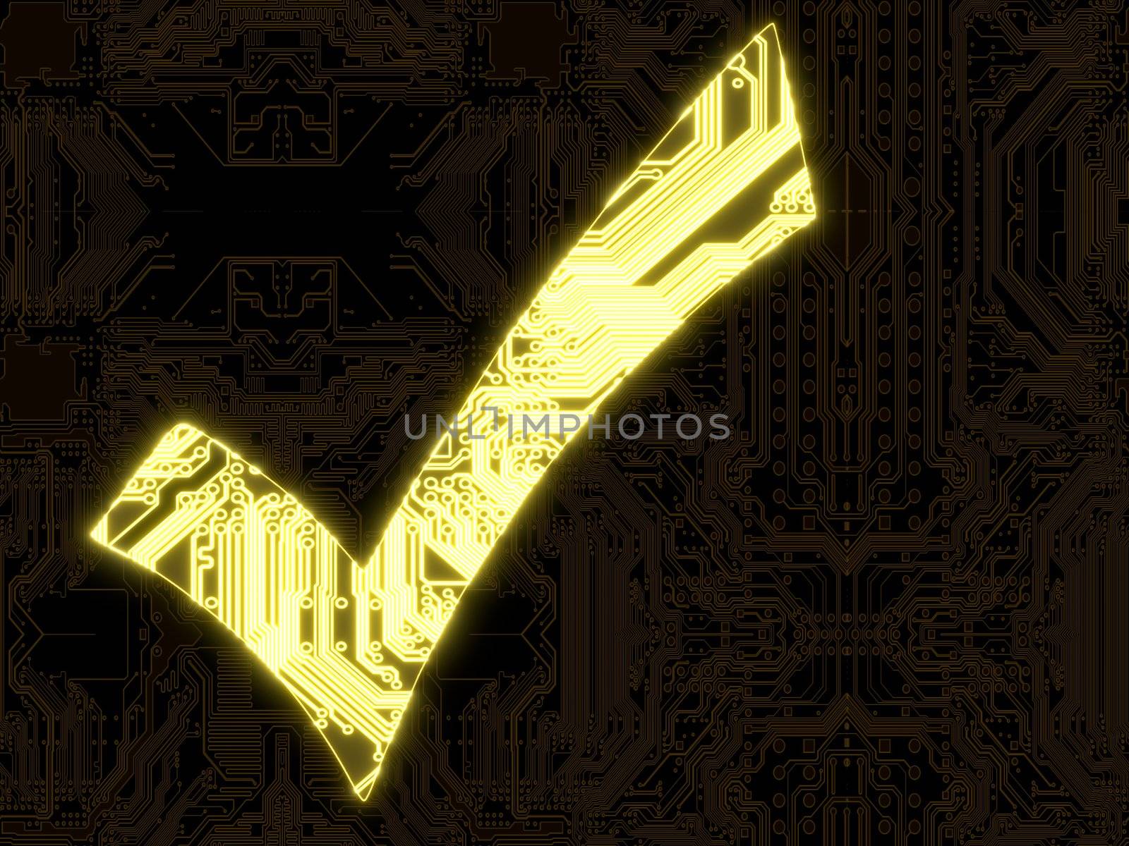  3D Graphic flare electronic glowing symbol on a computer chip