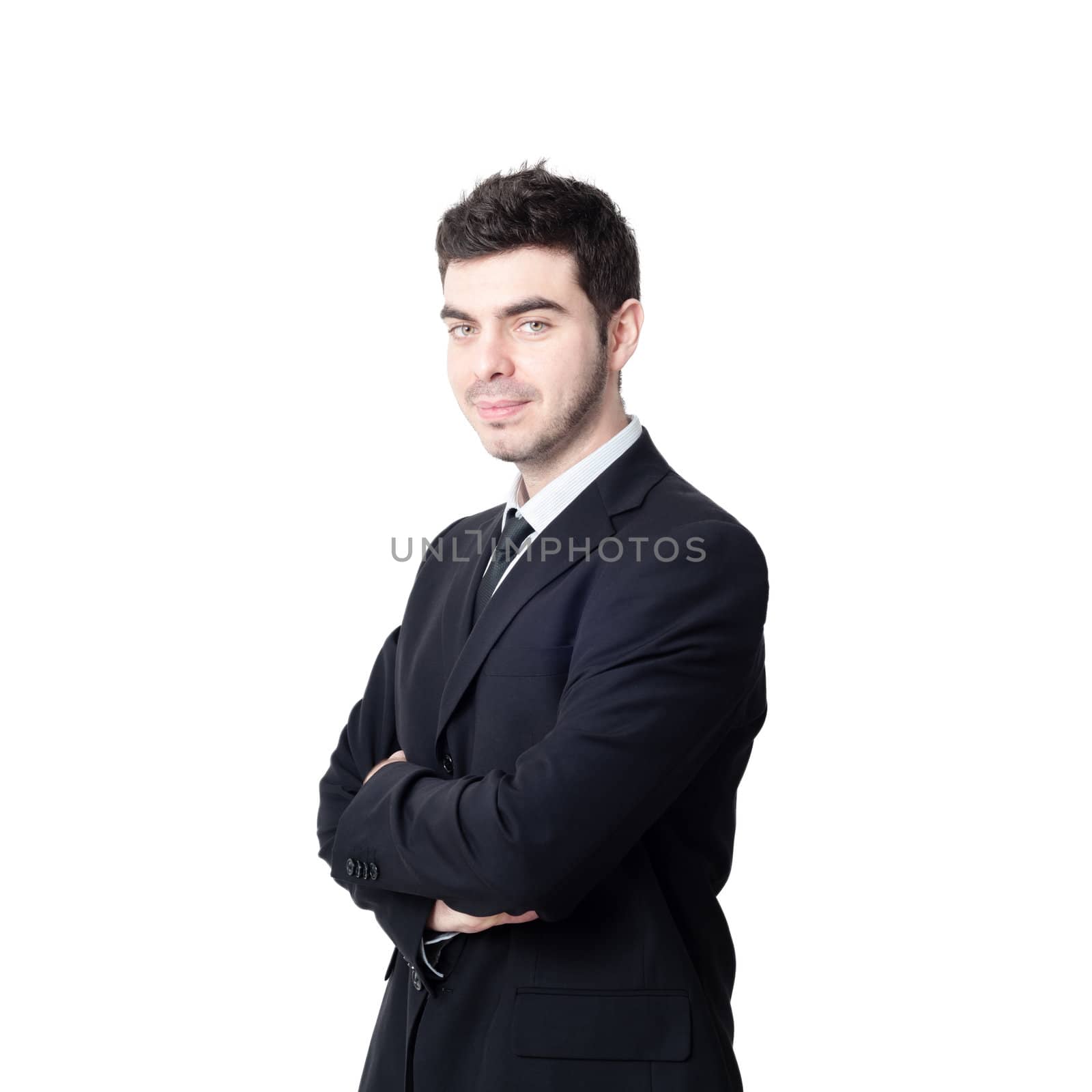 portrait of elegant businessman on white background