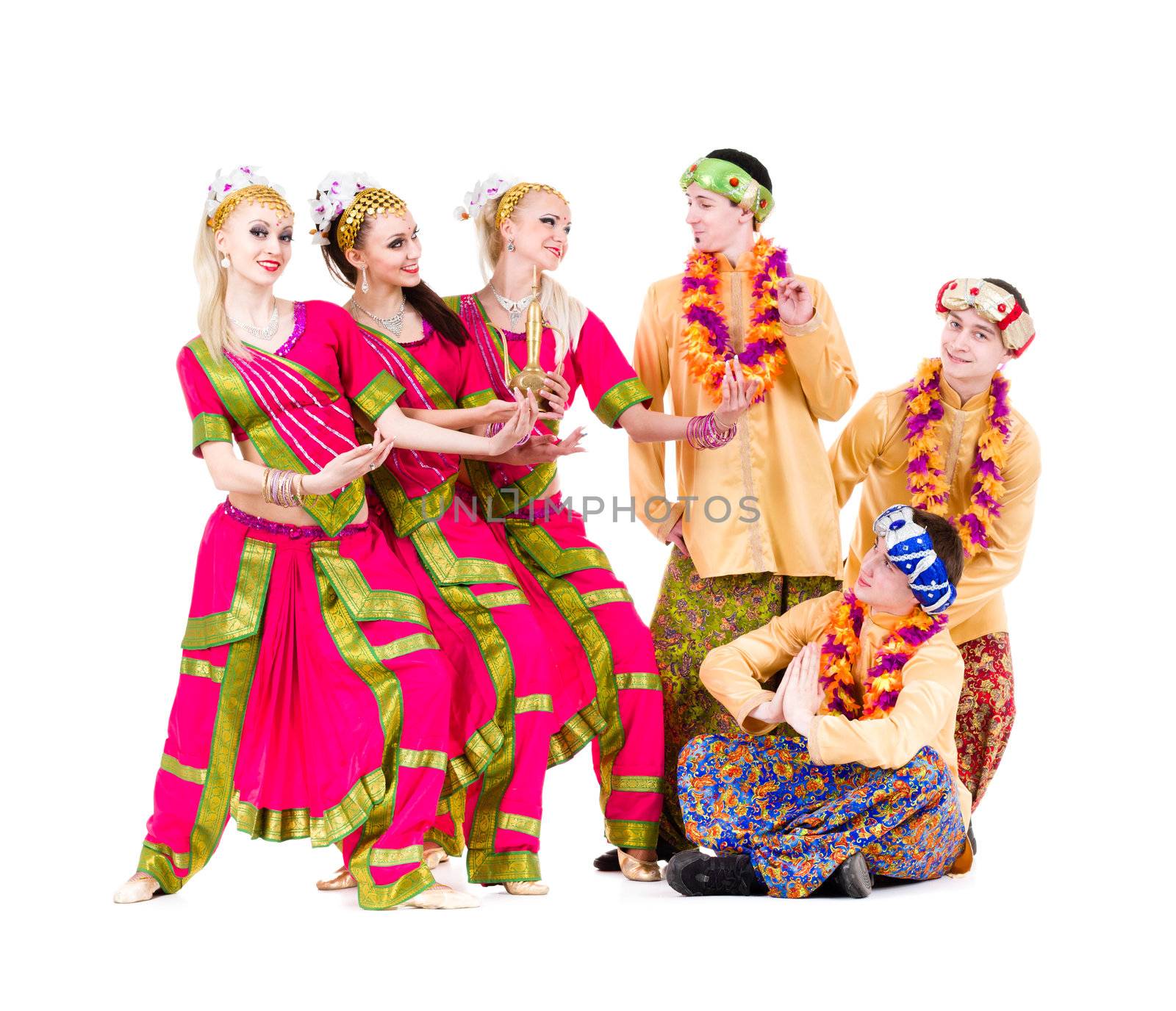 dancers dressed in Indian costumes posing by stepanov