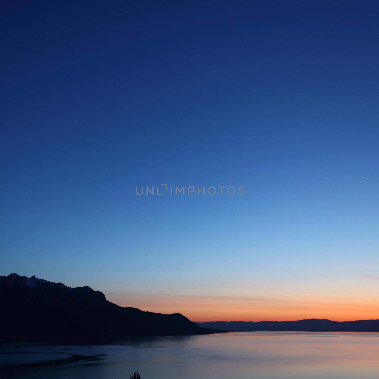 lake of geneva landscape on sunrise
