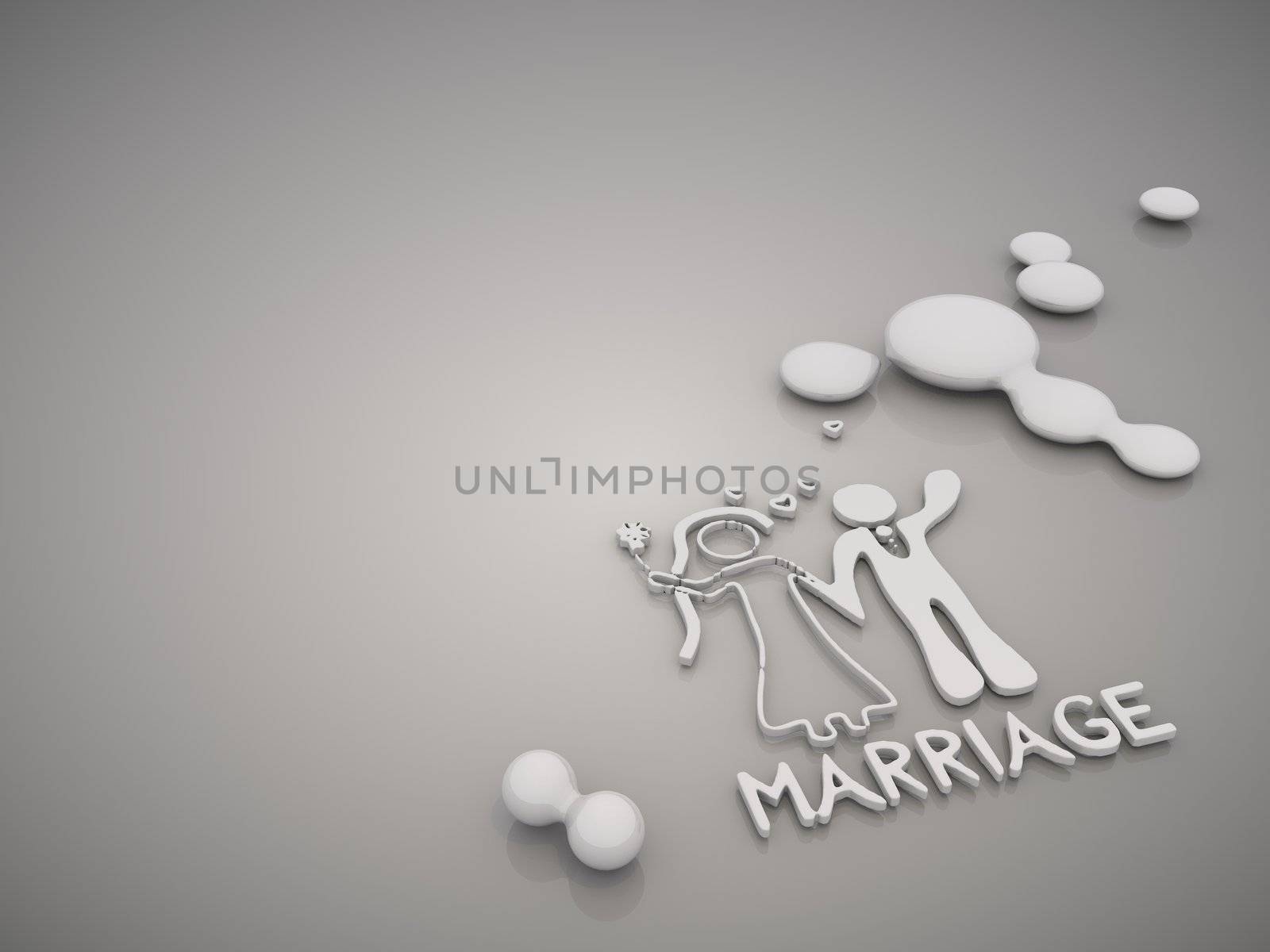 3D graphic Elegant Marriage symbol in a stylish grey background