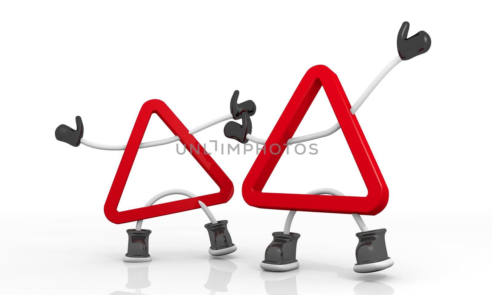 red triangle 3d character isolated on white background  by onirb