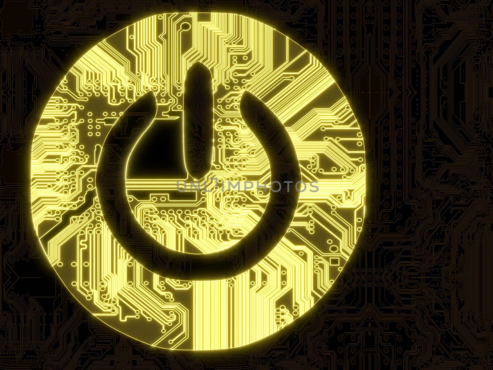 Glowing off on symbol on a computer chip by onirb