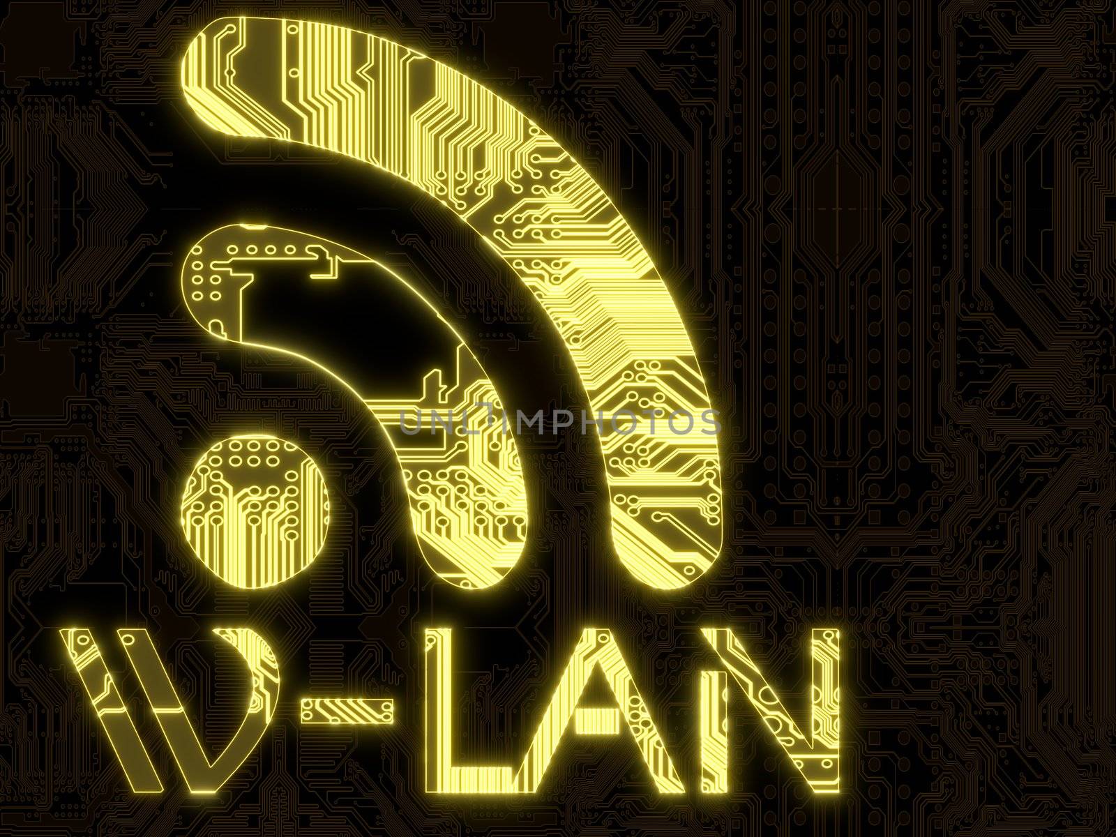 Glowing computer w-lan symbol on a computer chip by onirb