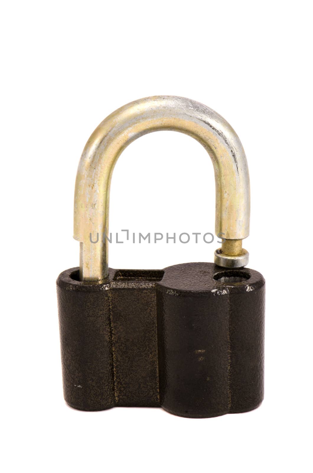 Old metal lock isolated on white background by sauletas