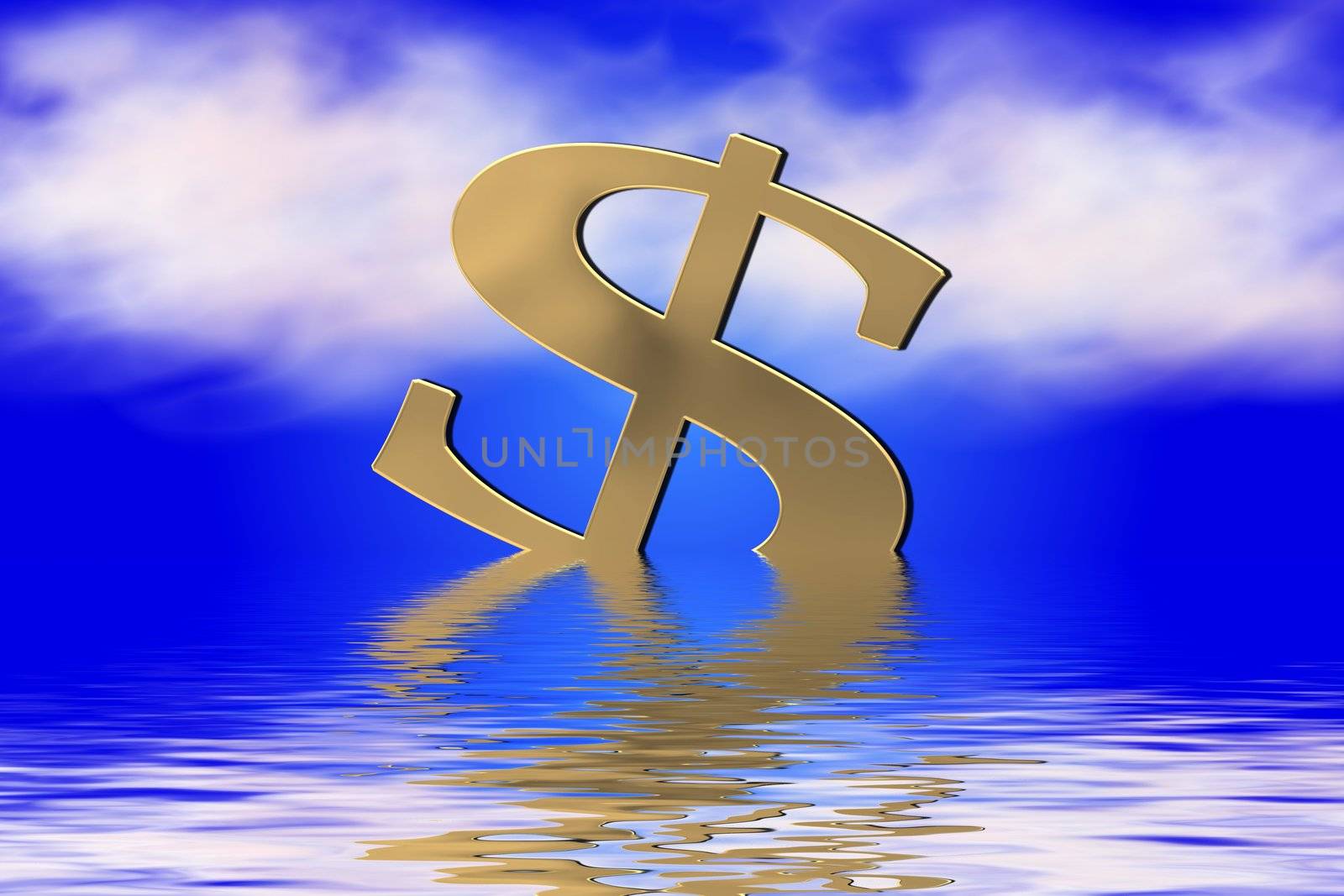 swimming golden dollar sign by peromarketing