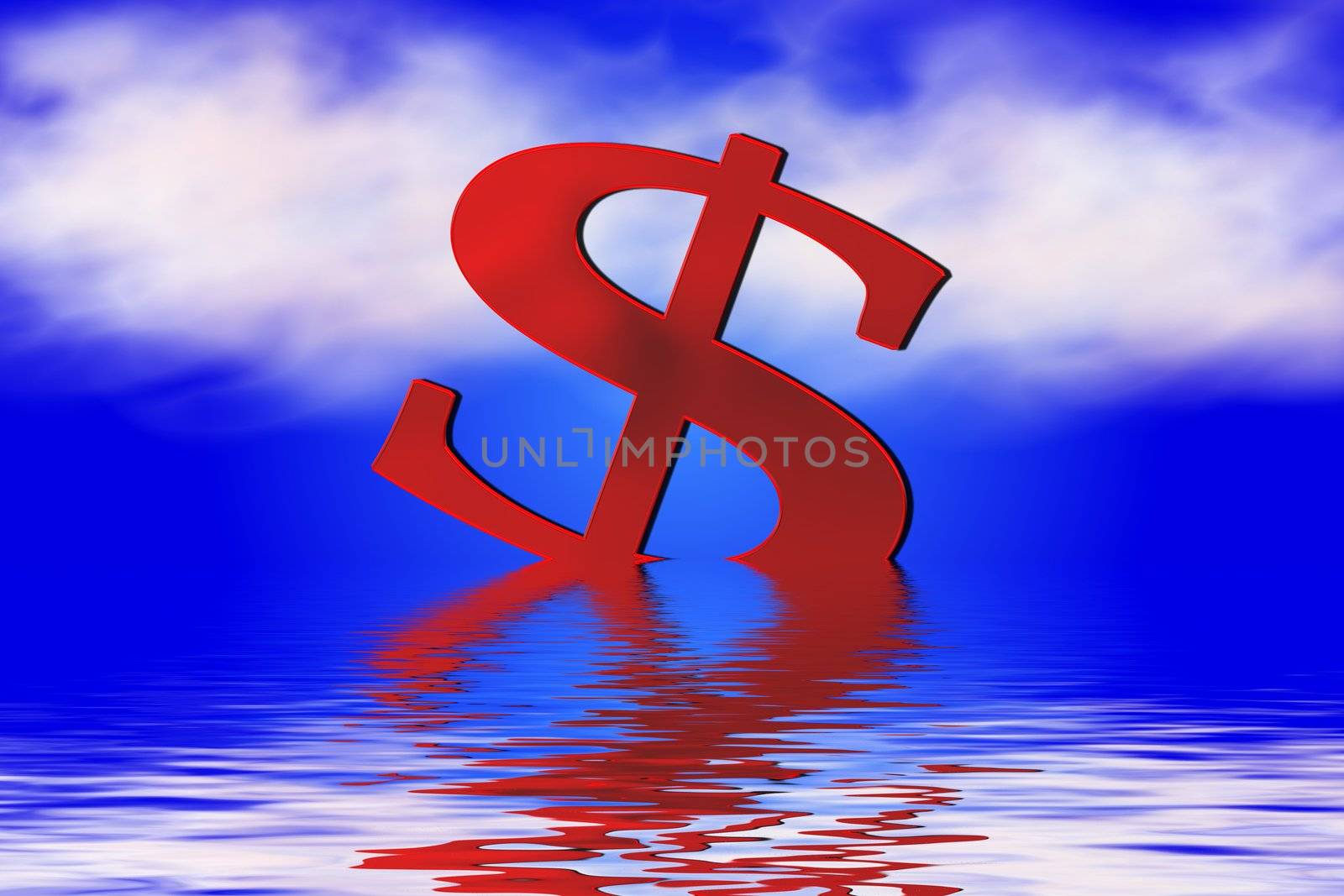 swimming red dollar sign by peromarketing
