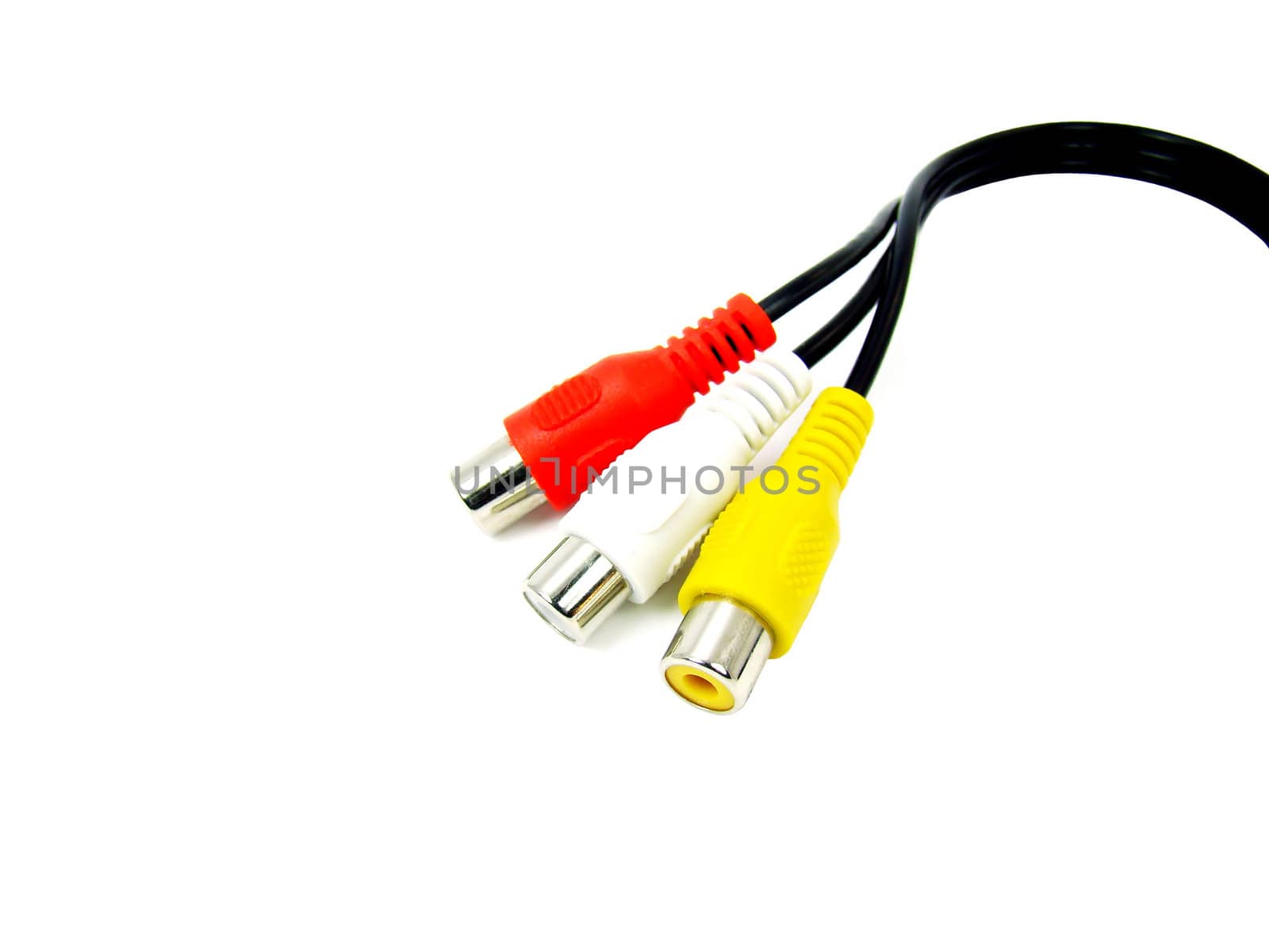 Audio video connector isolated, white background.