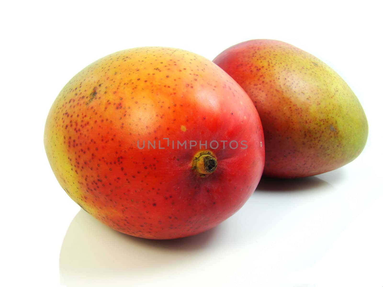 Mango, tropical, tasty, colorful fruit, white background.