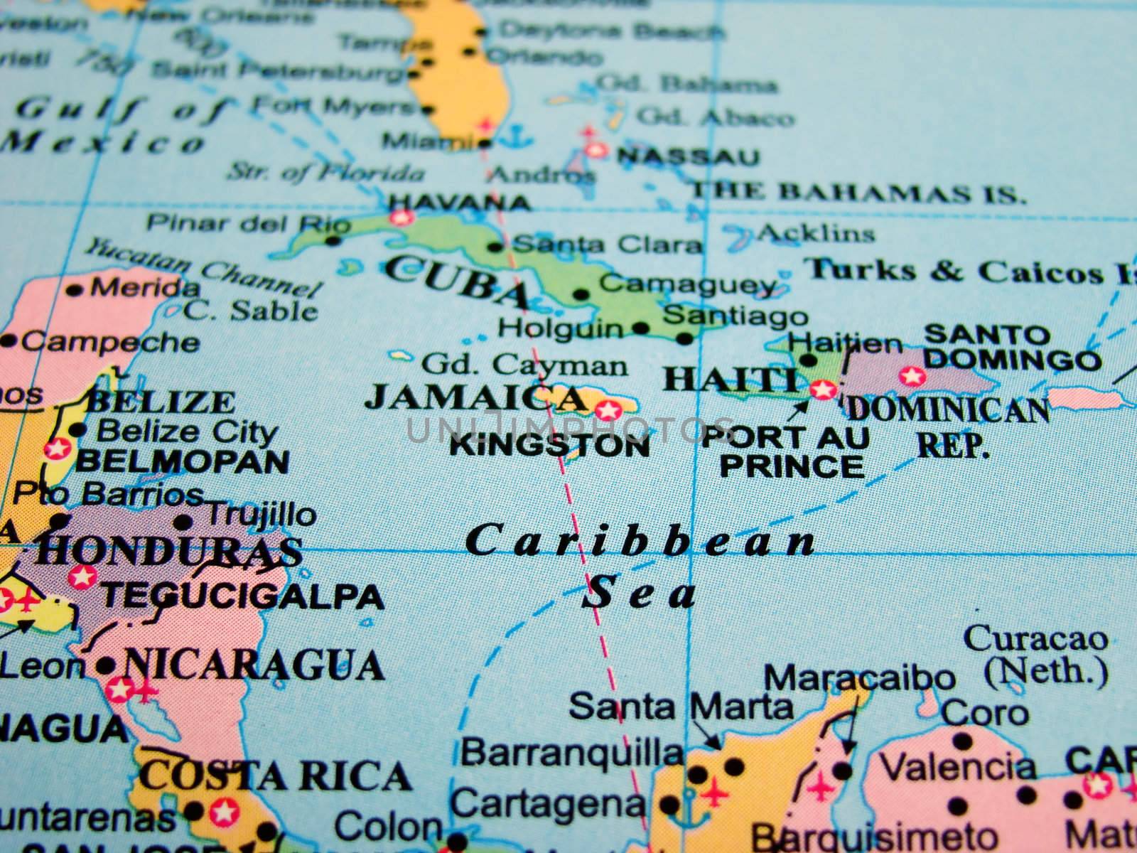 Map of the Caribbean Sea and Central America countries.
