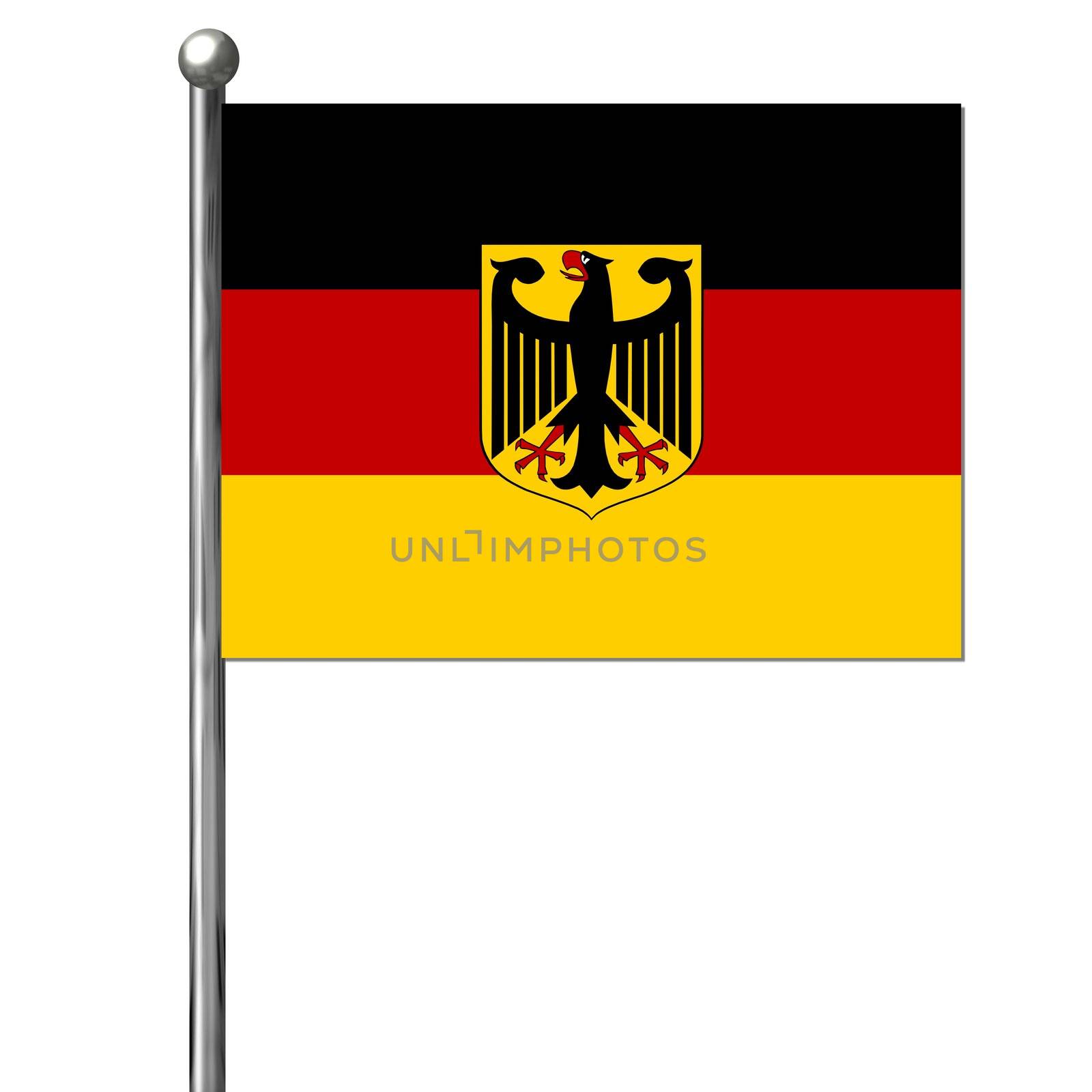 German Flag with Emblem on white background