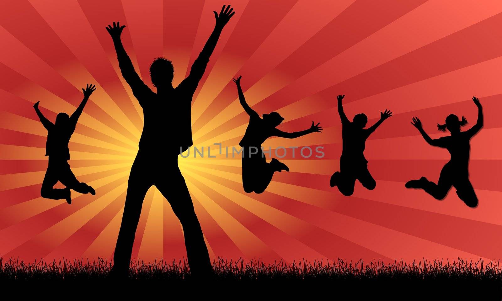 silhouettes of jumping people by peromarketing