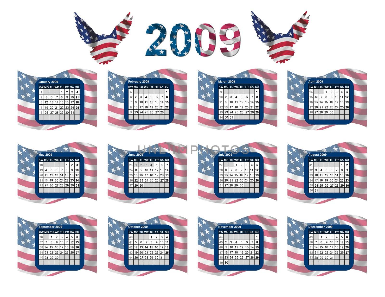 usa patriot calendar 2009