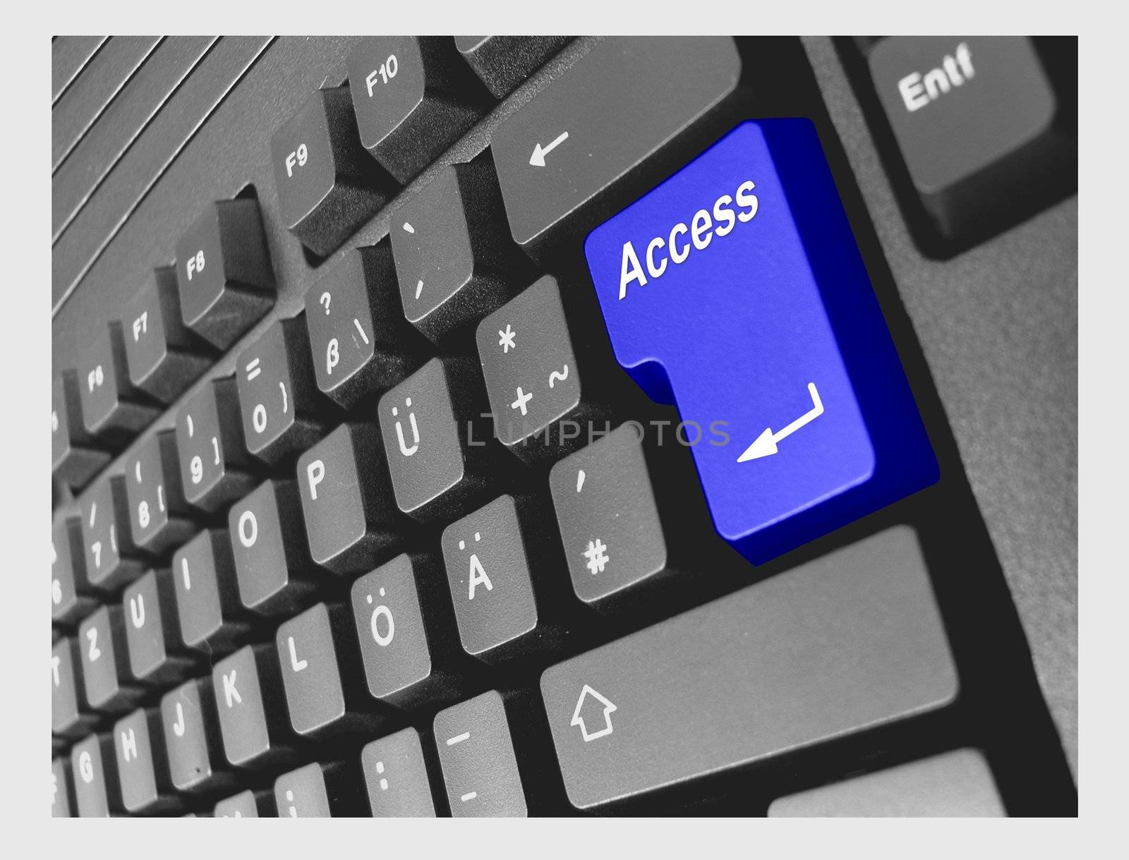 keyboard with blue key access