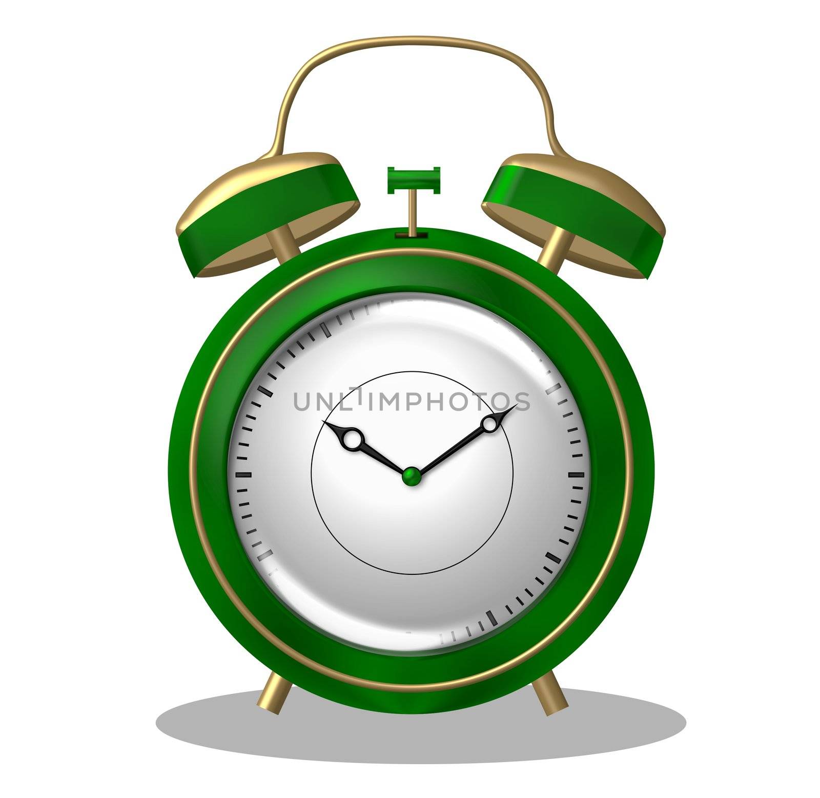 Illustration of a green alarm clock by peromarketing