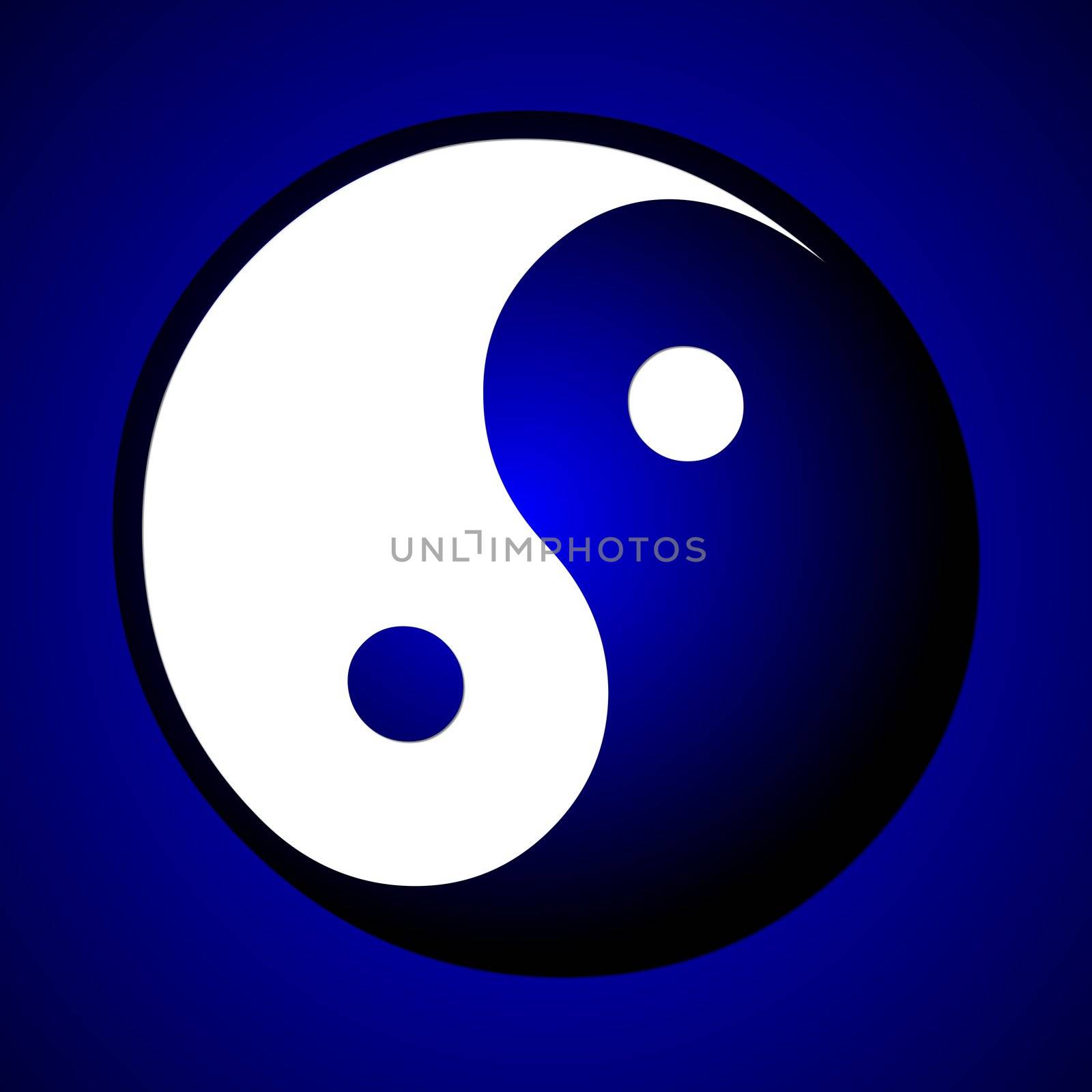 illustration of a blue ying and yang sign