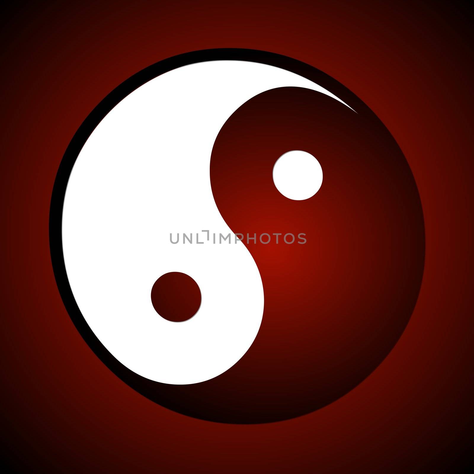 illustration of a red ying and yang sign