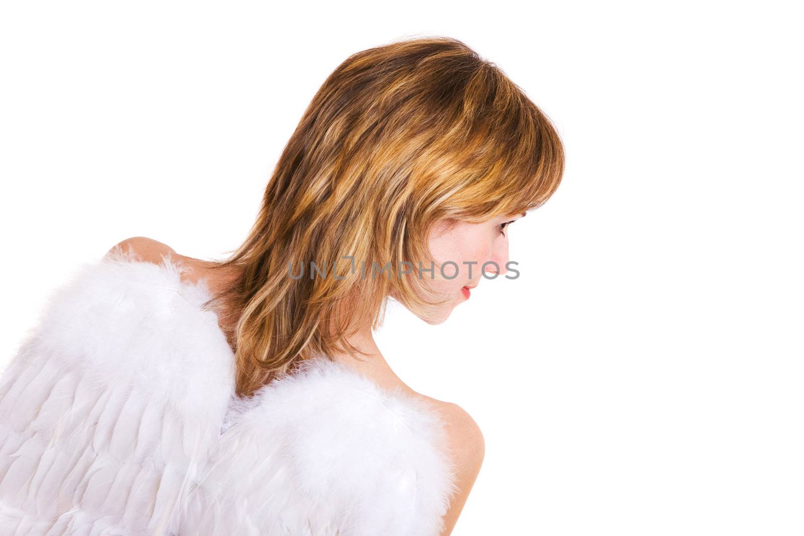 view of a girl with angel wings
