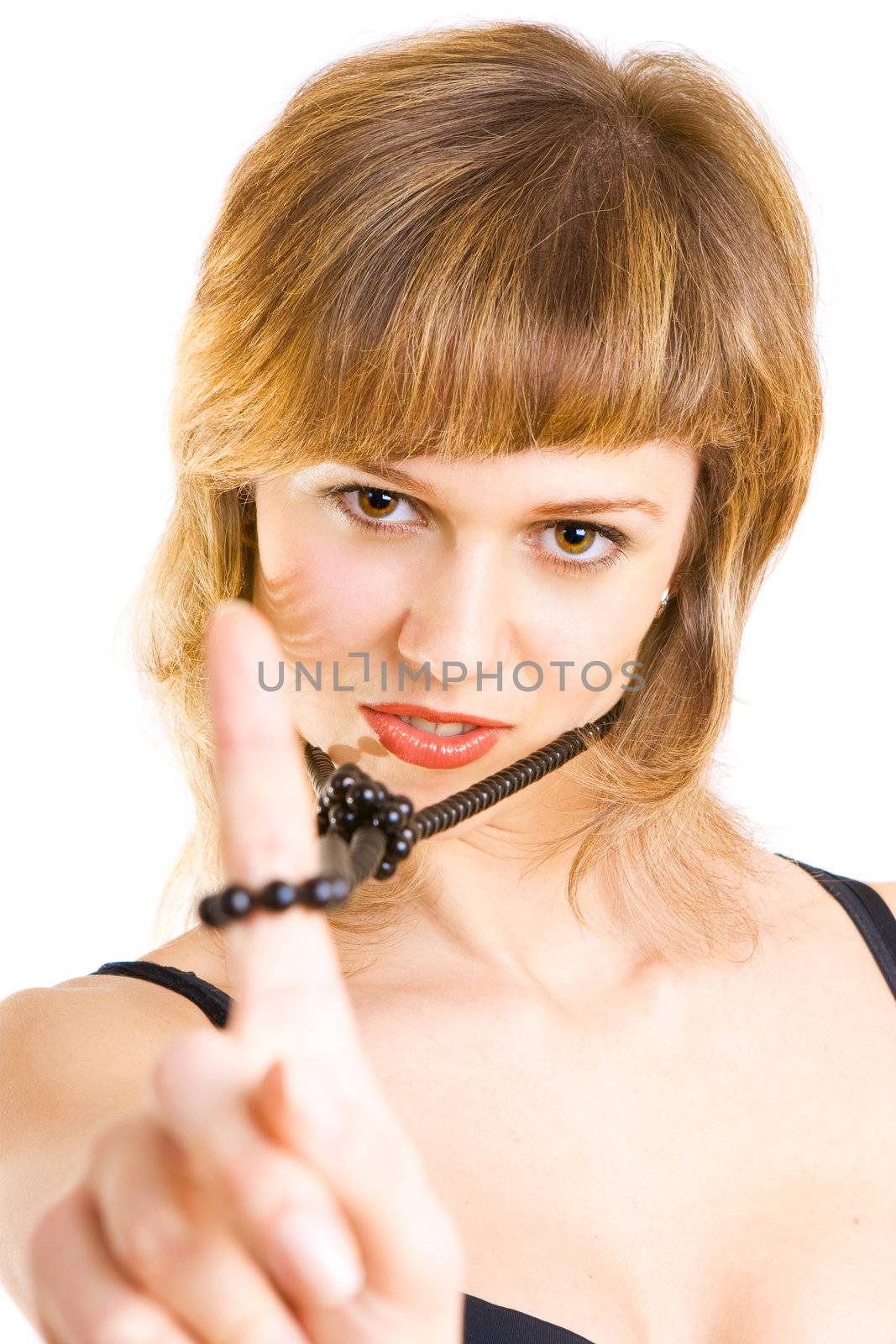 pretty girl playing with beads