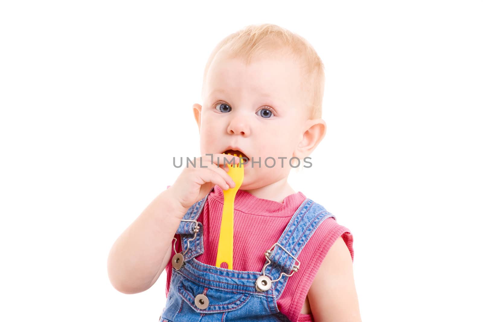 small girl with fork