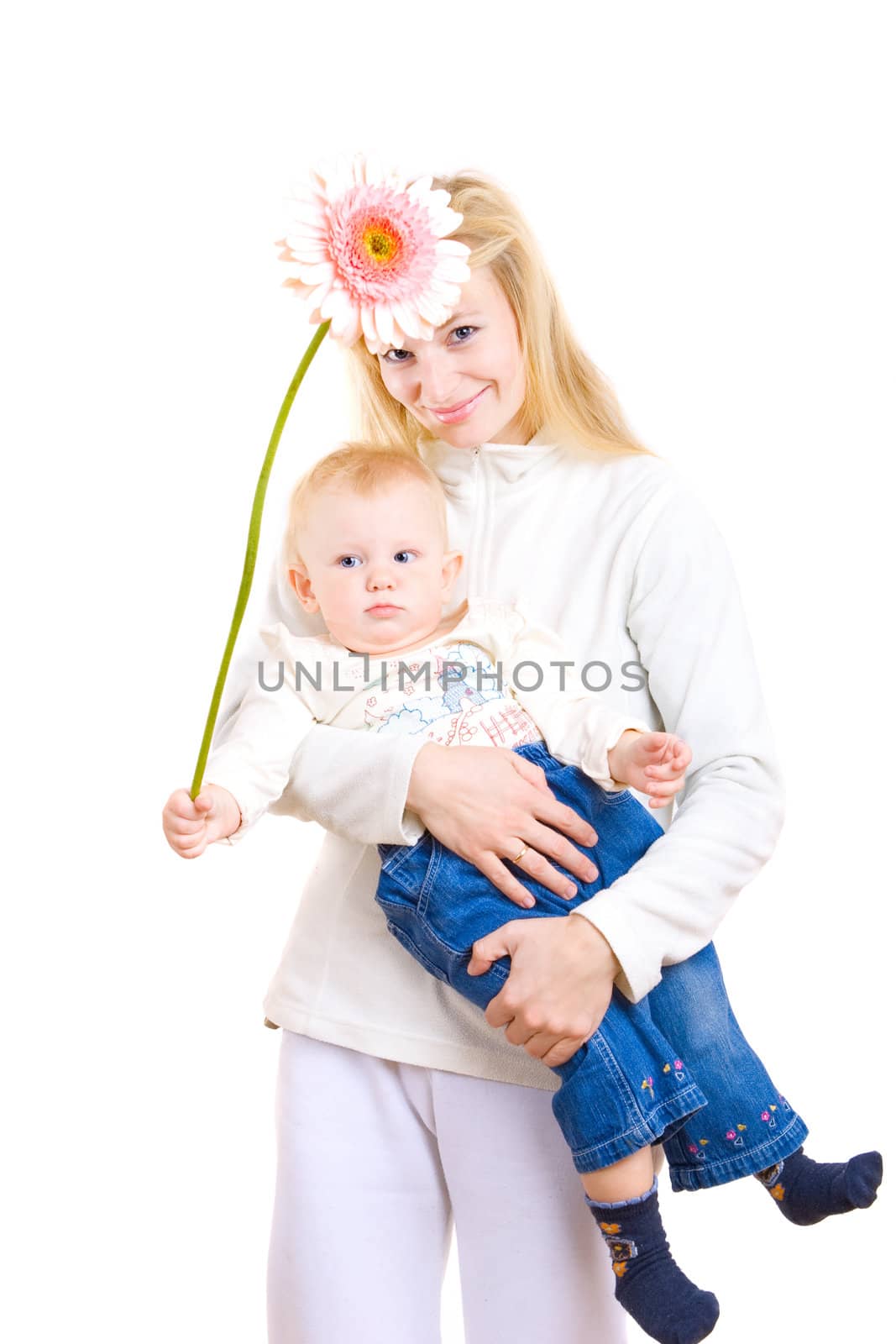 mum and daughter with big flower