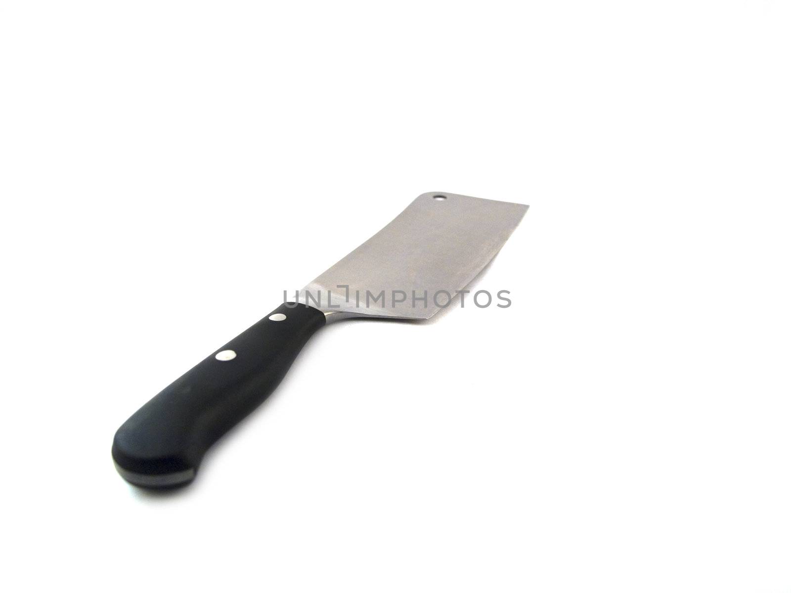 Silver Knife Kitchen Cleaver on White Background
